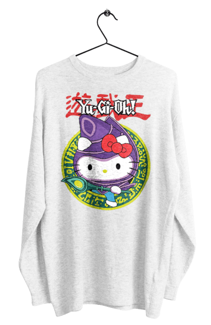 Світшот чоловічий з принтом "Yu Gi Oh! Хелло Кітті". Hello kitty, yu gi oh, yu-gi-oh, аніме, бренд, кіт, кошеня, персонаж, хелло кітті. 2070702