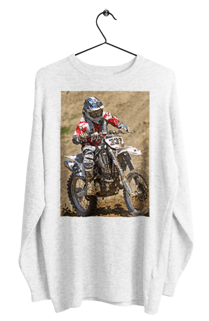 Світшот чоловічий з принтом "МОТОГОНЩИК". Мото, мотогонщик, мотоцикл, спорт, спортсмен. 2070702