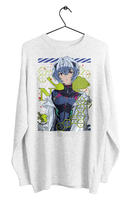 Men's sweatshirt with prints Evangelion Rei. Anime, evangelion, eve, kaoru, manga, rei ayanami, shinji. 2070702