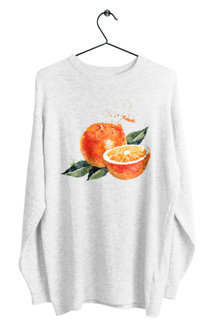 Світшот чоловічий з принтом "Помаранчевий Апельсин". Апельсин, помаранчевий апельсин, фрукт, цитрус. CustomPrint.market