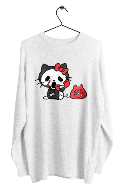 Світшот чоловічий з принтом "Хелло Кітті Хелловін". Halloween, hello kitty, бренд, кіт, кошеня, персонаж, хелло кітті, хелловін. 2070702