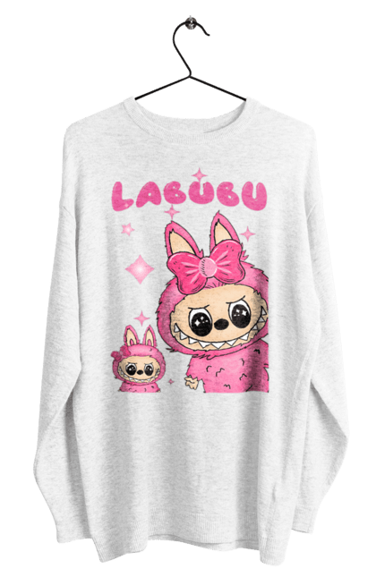 Світшот чоловічий з принтом "Лабубу". Іграшка лабубу, лабубу, лабубу кока кола, мерч лабубу, мила, рожева лабубу, смішна лабубу. 2070702