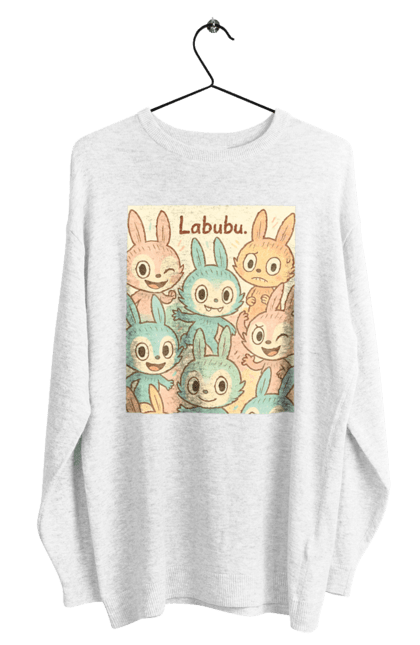 Світшот чоловічий з принтом "Лабубу". Безтурботно, грайливо, дизайнперсонажу, каваї, лабубу, милі мистецтво, ніжні відтінки, пастельніквіти, стиль мультфільму, чарівно. 2070702