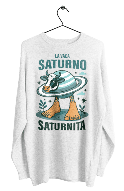 Світшот чоловічий з принтом "Lavaca Saturno Saturnita". Брейнрот, італійська гнилизна мозку, італійський брейнрот, італійський мем, італійські меми, корова сатурн, ла вака, ла вака сатурно, лавака сатурно, сатурно сатурніто. 2070702
