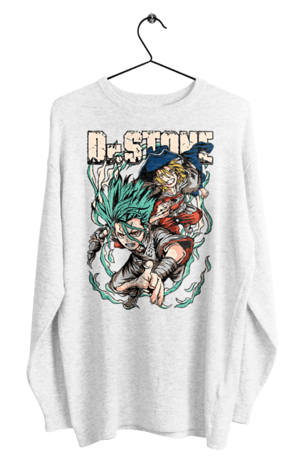 Men's sweatshirt with prints Dr. Stone Senku and Ryuusui. Anime, dr. stone, ishigami, manga, ryuusui, ryuusui nanami, senku, senku ishigami. 2070702