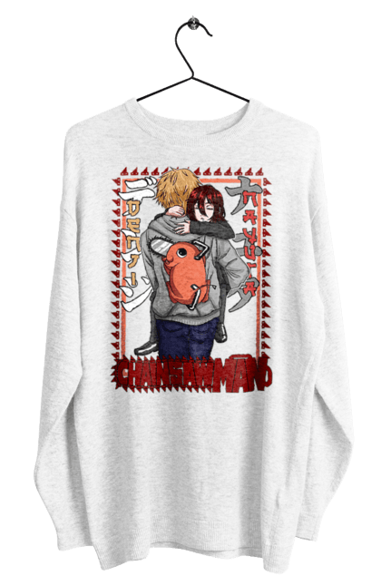 Men's sweatshirt with prints Chainsaw Man Denji and Nayuta. Anime, chainsaw man, demon, denji, manga, nayuta, shonen. 2070702