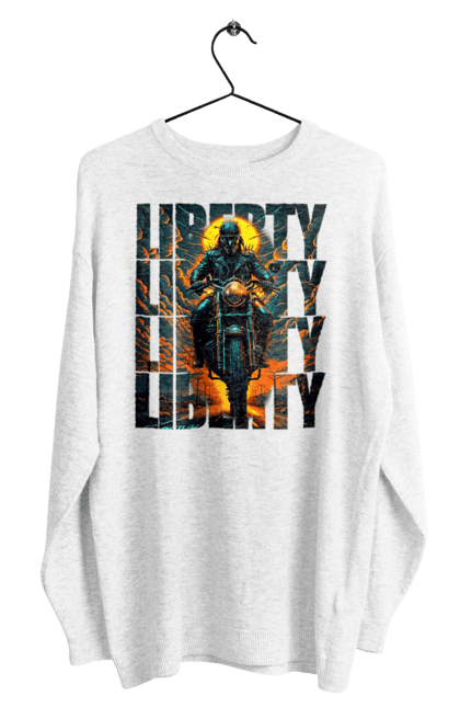 Світшот чоловічий з принтом "Байкер". Байкер, мотоцикліст, подорожі, свобода, туризм. 2070702