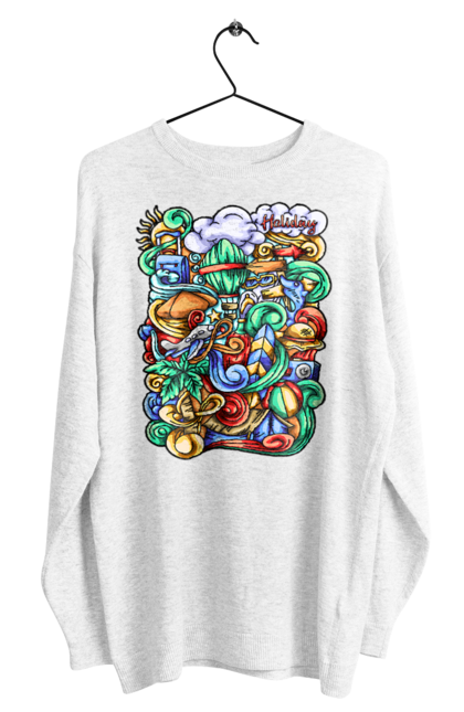 Світшот чоловічий з принтом "Канікули відпочинок арт". Відпочинок, канікули, літо, море, пляж, подорож. 2070702