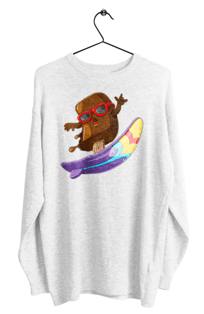 Світшот чоловічий з принтом "Мороженко На Серфі". Літо, морозиво, окуляри, серфінг. 2070702