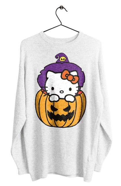 Світшот чоловічий з принтом "Хелло Кітті Хелловін". Halloween, hello kitty, witch, бренд, відьма, кіт, кошеня, персонаж, хелло кітті, хелловін. 2070702