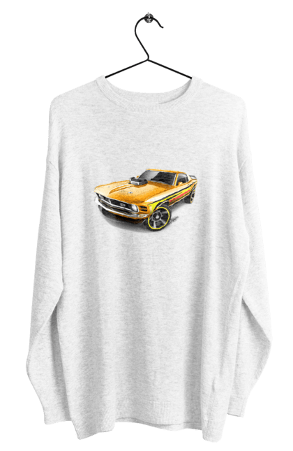 Світшот чоловічий з принтом "Форд мустанг". Американська легенда, жовтий мустанг, культове авто, мустанг, потужне авто, форд мустанг, шелбі. 2070702