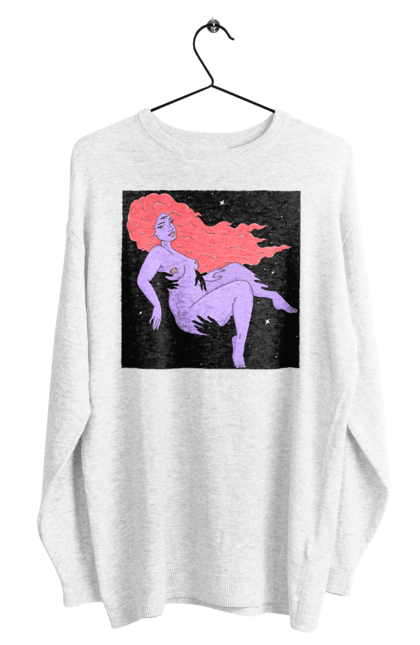 Світшот чоловічий з принтом "Фіолетова Дівчина В Чорній Дирі". Дівчина, лапають. 2070702