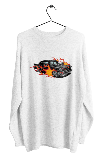 Men`s sweatshirt with prints Fire Machine. Car. 2070702
