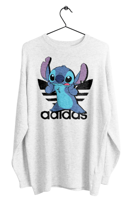 Men's sweatshirt with prints Adidas Stich. Alien, cartoon, cinema, disney, film, lilo and stitch, stitch. 2070702