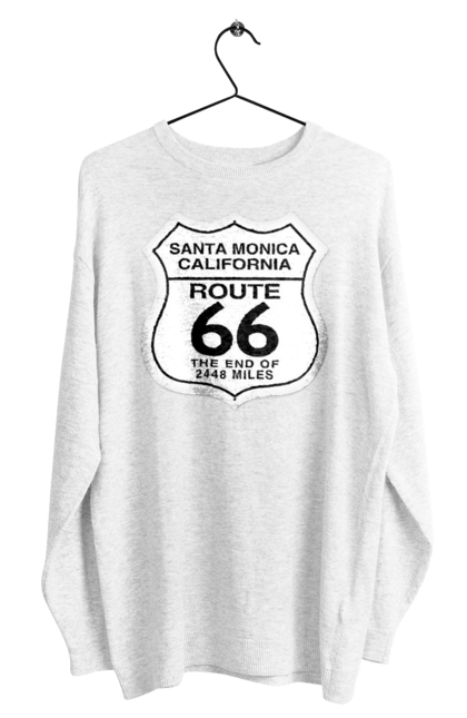 Свитшот мужской с принтом Route 66. Байк, байкер, байкер клуб, брат, братела, брутал, горячий асфальт, горячий конь, горячий стержень, дорога 50, дорога 66, дорога 80, дороги америки, дороги украины, жажда скорости, клуб байкеров, мотоцикл, мотоциклист, настоящий мужик, скорость, чувак. 2070702