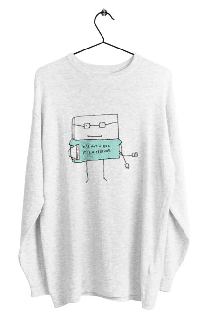 Світшот чоловічий з принтом "Це не баг це фіча". Angular, c, css, html, it, javascript, jquery, php, python, react, svelt, vue, айтишник, айті, гумор, код, кодувати, прогер, програміст, програмісти, ти ж, ти ж програміст, тиж програміст. 2070702