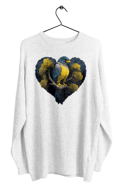 Men`s sweatshirt with prints Blue and yellow falcon. Falcon, flag of ukraine, heart, symbol of ukraine, tree, ukraine. 2070702
