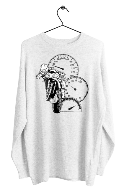 Світшот чоловічий з принтом "Мотоцикл Швидкість Чорний". Мото, мотоцикл, розгін, швидкість. 2070702