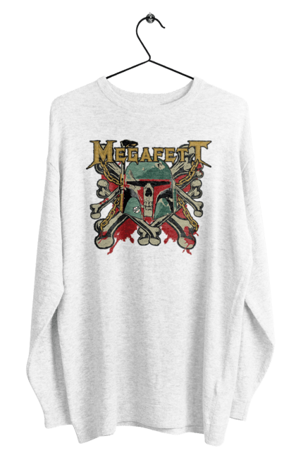 Men's sweatshirt with prints Megafett. Bob fett, boba fett, clone, head hunter, megadeth, megafett, star wars. 2070702