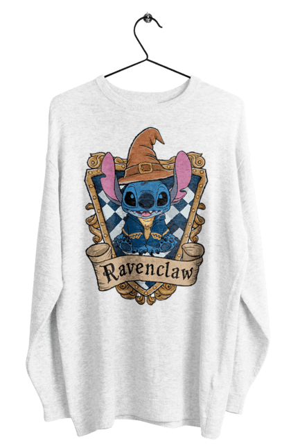 Свитшот мужской с принтом Стич Когтевран. Harry potter, hogwarts, ravenclaw, stich, гарри поттер, когтевран, стич, факультет, франшиза, хогвартс. 2070702