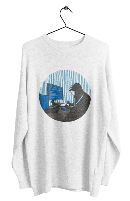 Світшот чоловічий з принтом "Хакер". Бінарний, гік, програміст, хакер. 2070702