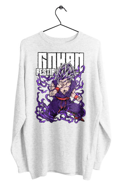 Men's sweatshirt with prints Dragon Ball Gohan. Anime, dragon ball, gohan, goku, manga, tv series, vegeta. 2070702