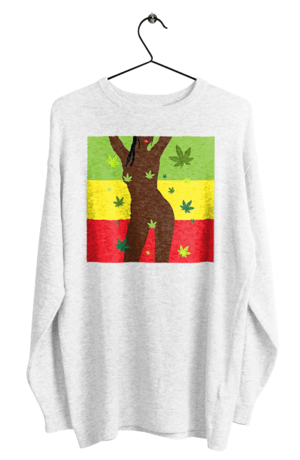 Світшот чоловічий з принтом "Гола Дівчина І Конопля". Гола, конопля, курити, сиськи. 2070702