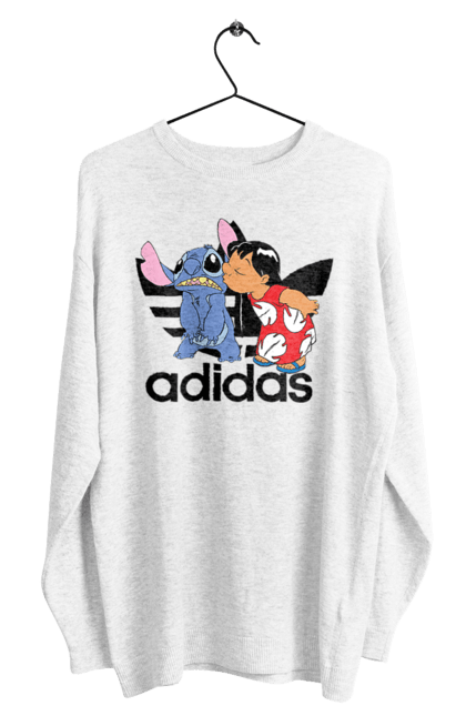 Men's sweatshirt with prints Adidas Stich. Alien, cartoon, cinema, disney, film, lilo and stitch, stitch. 2070702