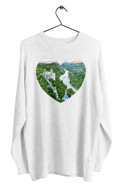 Світшот чоловічий з принтом "Святогорская лавра". Донецька область, ліс, монастир, пейзаж, річка, святогірськ, україна, церква. 2070702