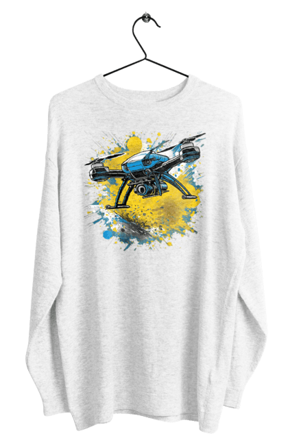 Світшот чоловічий з принтом "Дрон". Дрон, зсу, символ україни, україна, фпв дрон. 2070702