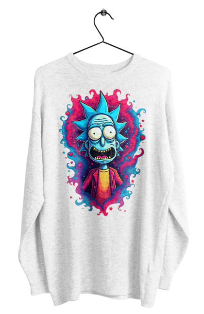 Men's sweatshirt with prints Rick and Morty. Adventures, black humor, cartoon, rick, rick and morty, sci-fi, tragicomedy. 2070702