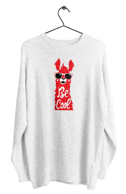 Men`s sweatshirt with prints Cool llama. Animals, cool, glasses, lama. 2070702