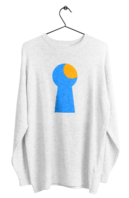 Світшот чоловічий з принтом "Замочная скважина". Відчини двері, двері, замок, ключ, свердловина, світло крізь, цікавість, щілина. 2070702