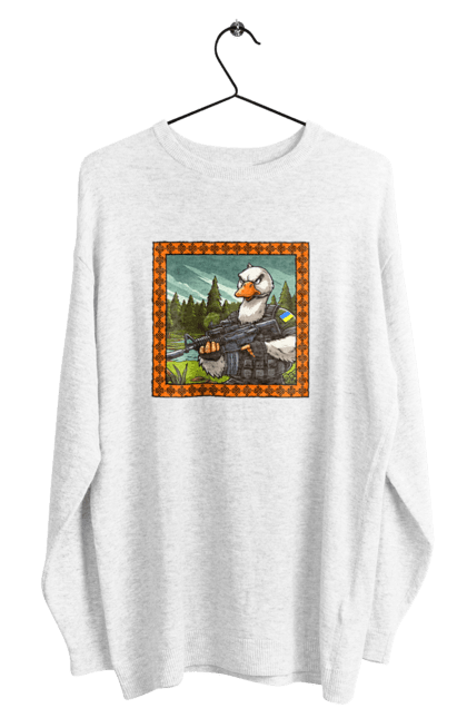 Світшот чоловічий з принтом "Гусячий десант". Біологічна зброя, бойові гуси, військовий гусак, гусячий десант, зброєні сили, прапор, символіка, україна. 2070702