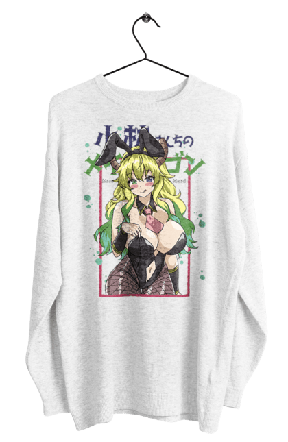 Men's sweatshirt with prints Miss Kobayashi's Dragon Maid Lucoa. Anime, dragon, lucoa, manga, quetzalcoatl, quetzalcoatlus. 2070702