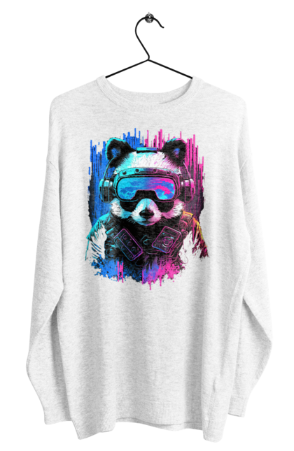 Світшот чоловічий з принтом "Панда в VR шолом". Віртуальна реальність, гік, панда, персонаж, шолом. 2070702