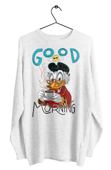 Світшот чоловічий з принтом "Скрудж Мак Дак". Scrooge mcduck, uncle scrooge, дісней, дядько скрудж, кава, мак-дак, макдак, скрудж, скрудж мак-дак, чашка. 2070702