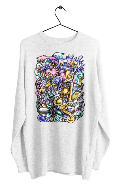 Світшот чоловічий з принтом "Школа навчання". Зошит, калькулятор, канцелярія, навчання, олівець, ручка, школа. 2070702