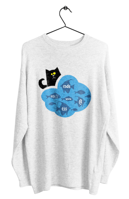 Світшот чоловічий з принтом "Кіт програміст". Angular, c, css, html, it, javascript, jquery, php, python, react, svelt, vue, айтишник, айті, гумор, код, кодувати, прогер, програміст, програмісти, ти ж, ти ж програміст, тиж програміст. 2070702