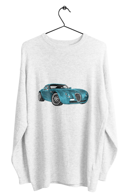 Світшот чоловічий з принтом "Авто.7". Авто, блакитний, графіка, ретро авто, фото. 2070702