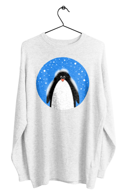 Світшот чоловічий з принтом "Пінгвін в снігу". Зима, новий рік, пінгвін, полюс, різдво, сніг. futbolka.stylus.ua