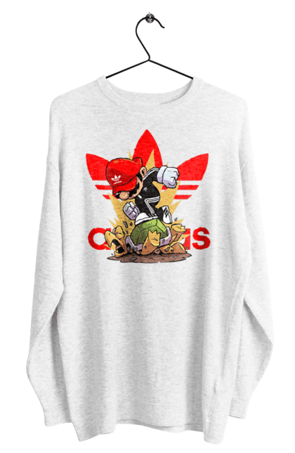 Men's sweatshirt with prints Adidas Mario. Adidas, character, game, mario, mario bros, nintendo, super mario bros. 2070702