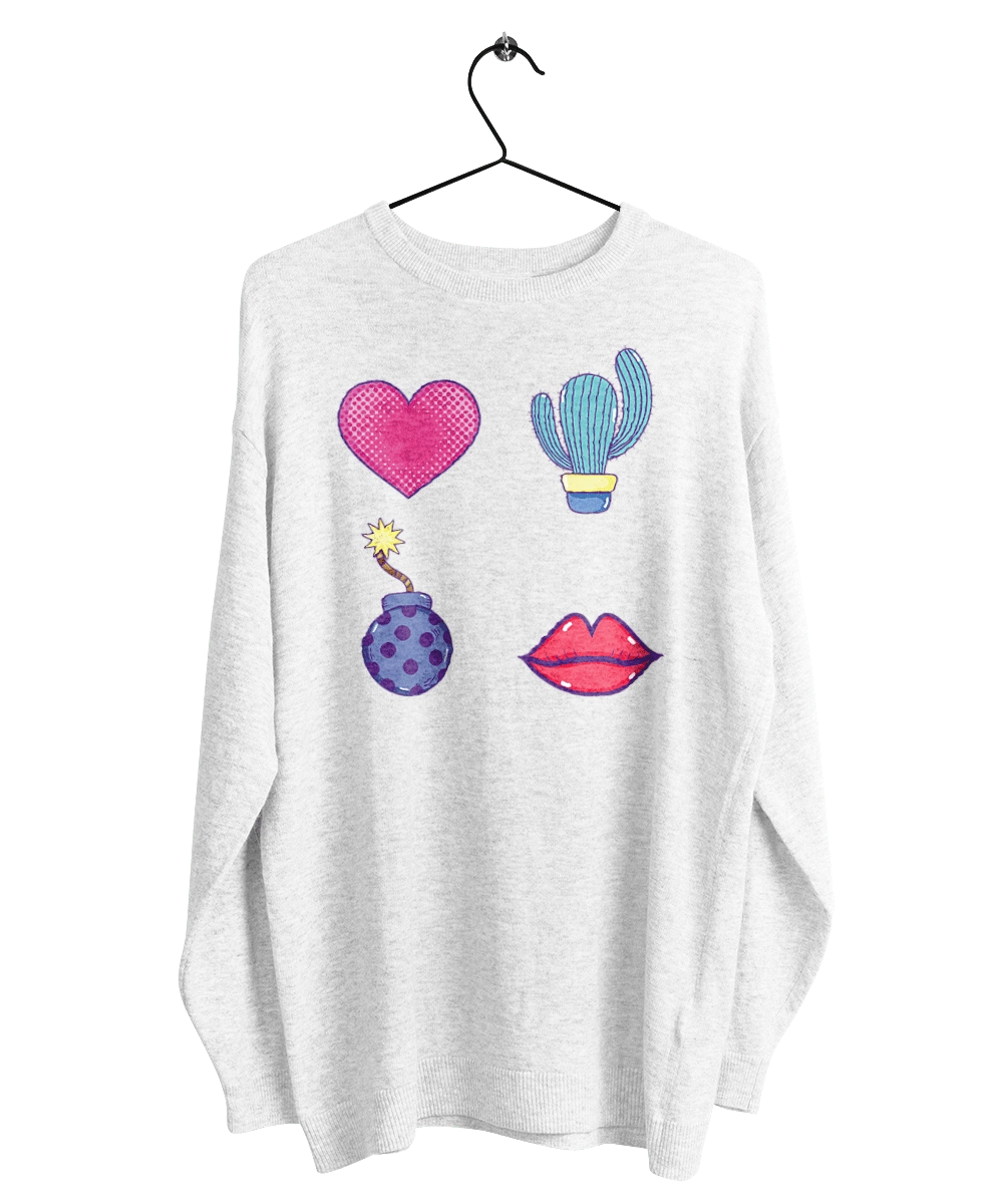 Heart, Cactus, Bomb, Lips