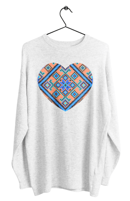 Світшот чоловічий з принтом "Серце вишивка". Вишиванка, вишивка, вишивка хрестиком, люблю україну, серце, символи україни, традиції україни, україна. 2070702