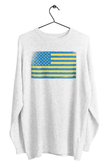 Світшот чоловічий з принтом "Український прапор США". Америка, американський прапор, жовто-блакитний, жовто-блакитний прапор, національний, прапор америки, прапор україни, прикол, сполучені штати, сша, україна, український прапор. Print Shop