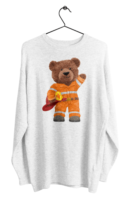 Світшот чоловічий з принтом "Ведмедик пожежник". Ведмедик, ведмедик пожежник, ведмідь, пожежник, рятувальник. futbolka.stylus.ua