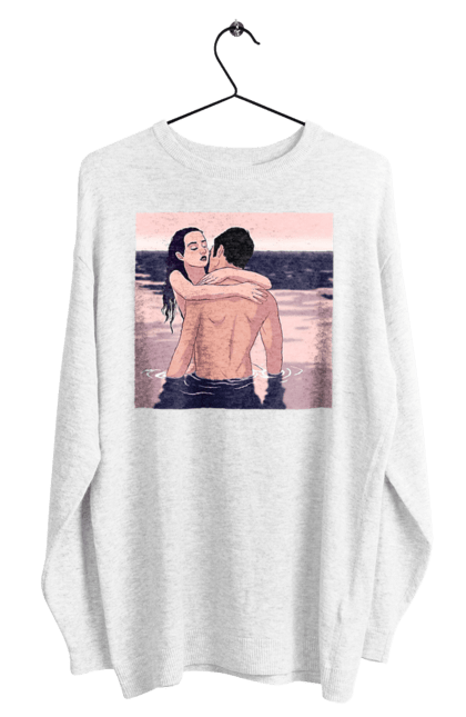 Світшот чоловічий з принтом "Парочка Обнімається В Річці". Голо, кохання, пара. 2070702