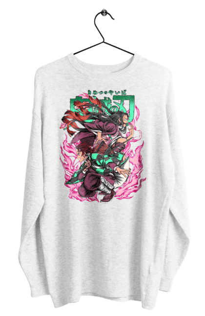 Men's sweatshirt with prints Demon Slayer Tanjiro. Anime, demon slayer, kamado tanjiro, manga, tanjiro. 2070702