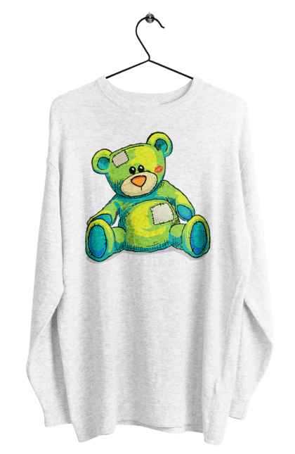 Men's sweatshirt with prints Teddy bear. Animal, bear, gift, kisses, old, patches, teddy, teddy bear, toy, vintage. 2070702