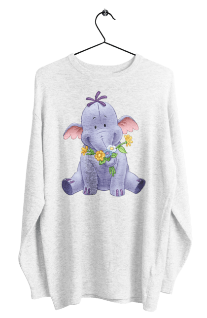 Світшот чоловічий з принтом "Слонопотам З Квіточками". Вінні пух, квіти, мультик, слонопотам. ART принт на футболках